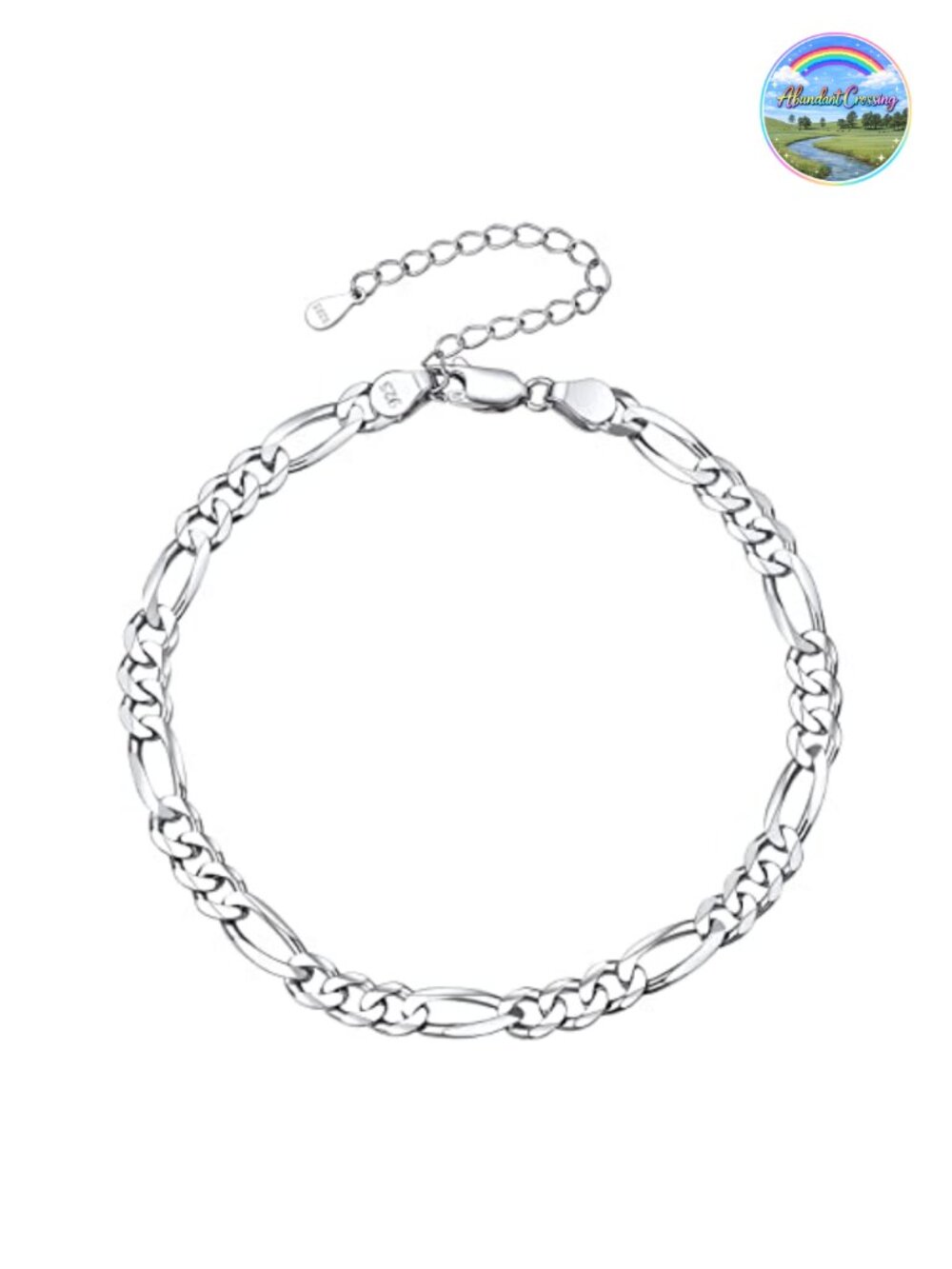 925 Sterling Silver Anklet Figaro Chain Women Dainty Beach Jewelry Gift Box